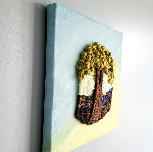 New handmade weaving wall art on a canvas - Picture 3 of 3